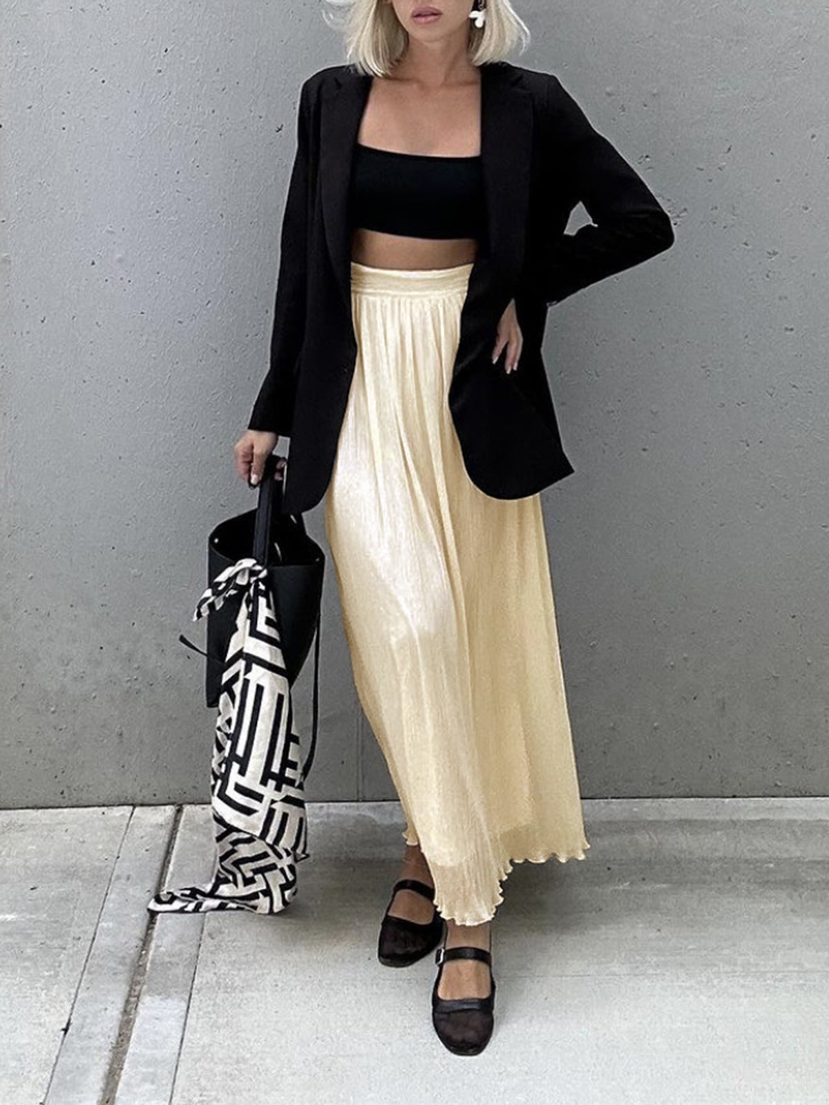 Full Of Charm Pleat Maxi Skirt