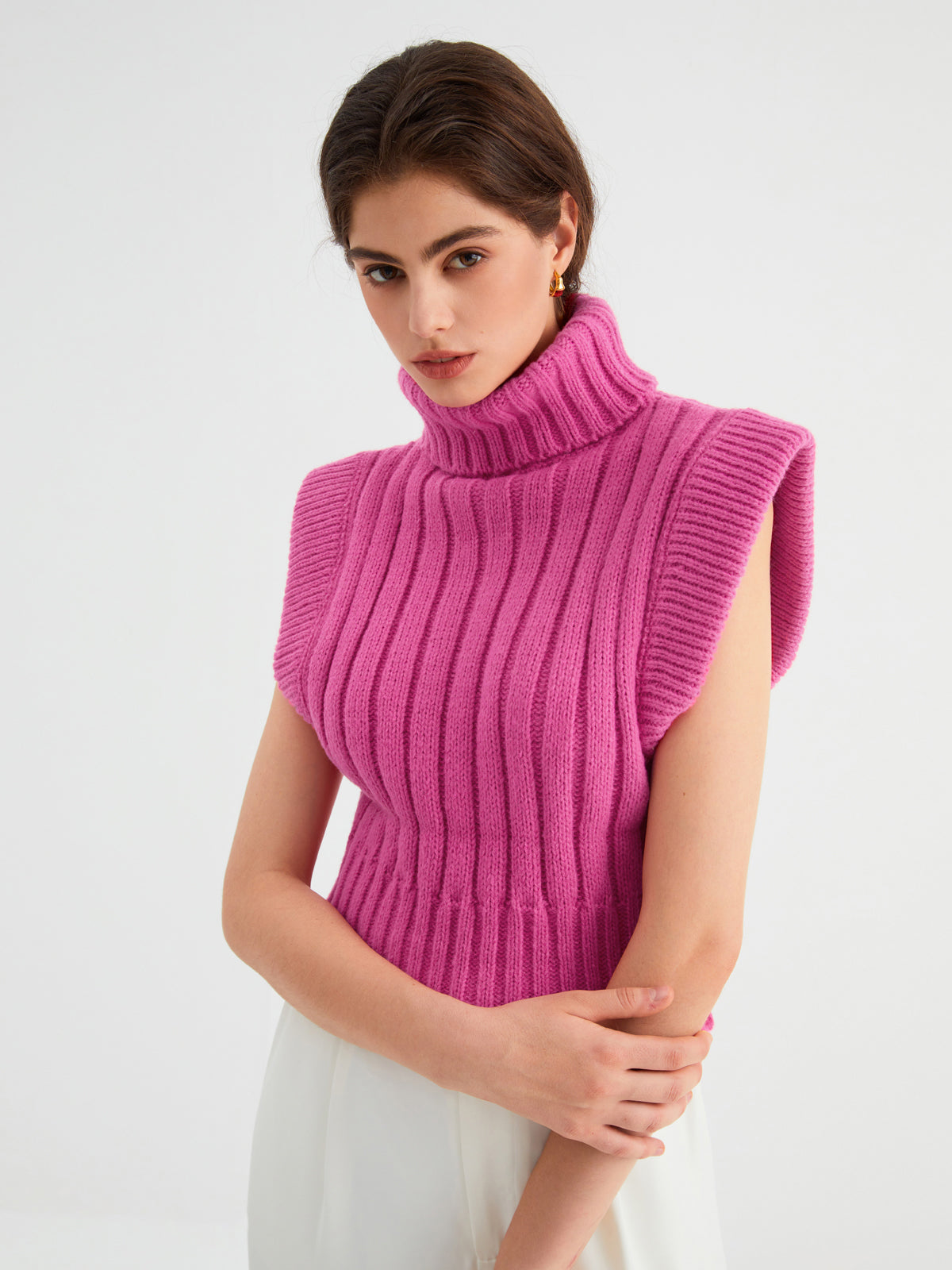 Marle Raspberry Coloured Sweater Raspberry Turtleneck Sweater Vest – Chicwild