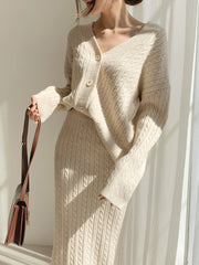 Cable Knit Two Piece Sweater Skirt Set