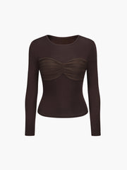 Mesh Cup Detail Long Sleeve Top