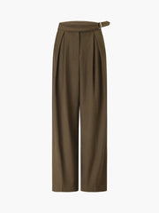 Business Casual Belted Straight Leg Dress Pants