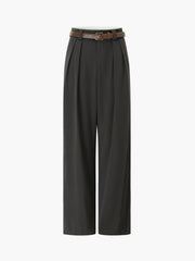 Belted High Waist Wide Leg Dress Pants