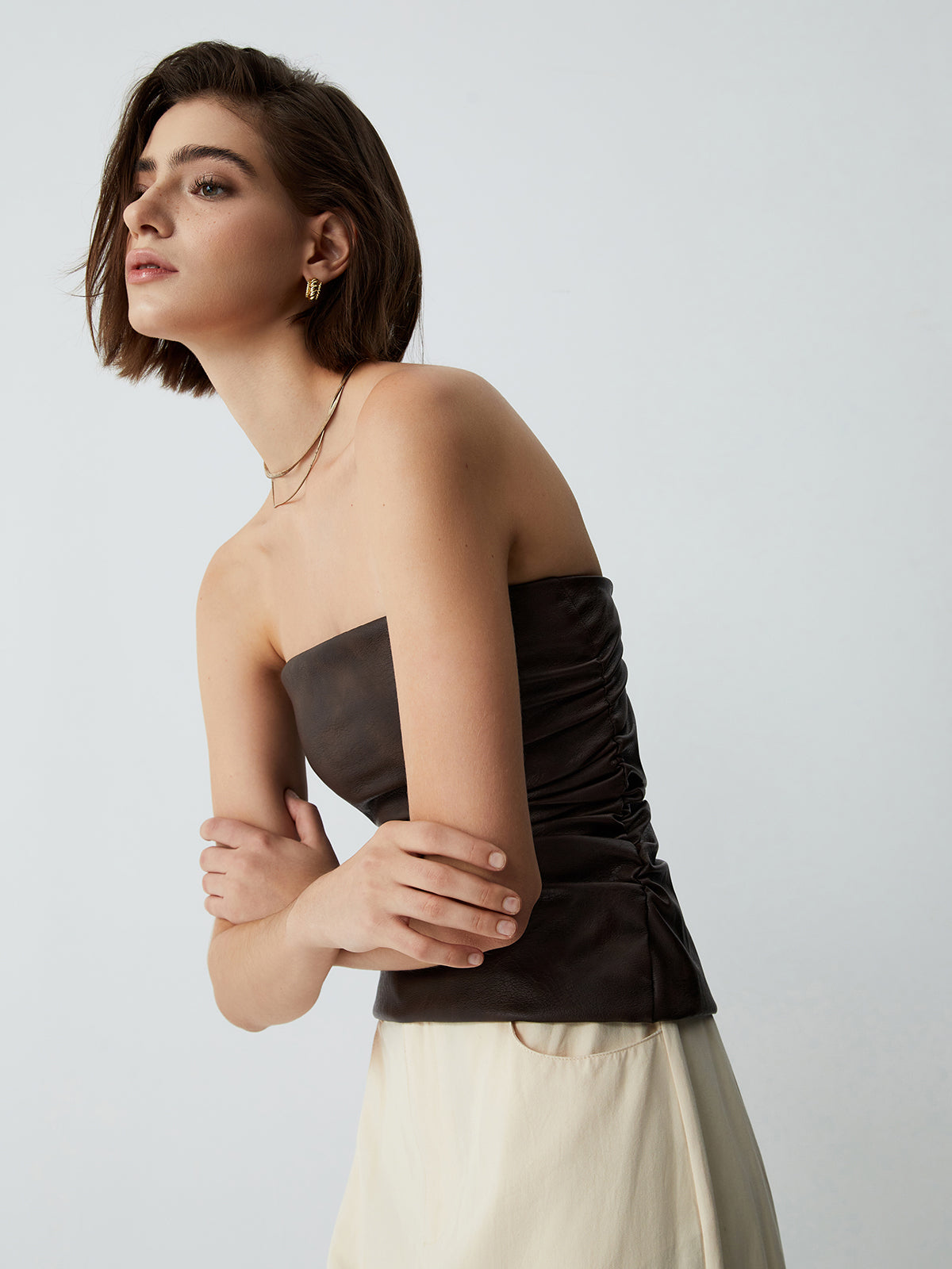 Tube Crop Leather Top