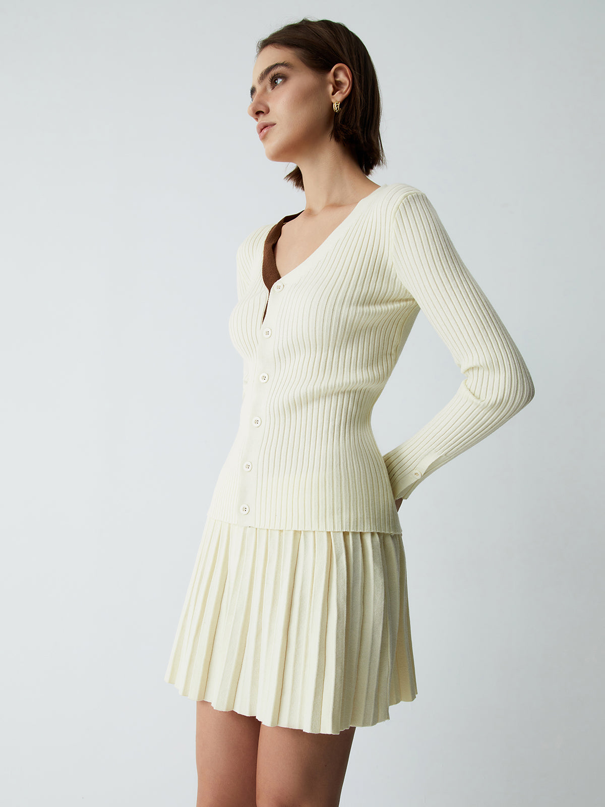 Asymmetric Long Sleeve Two Piece Knit Skirt Set