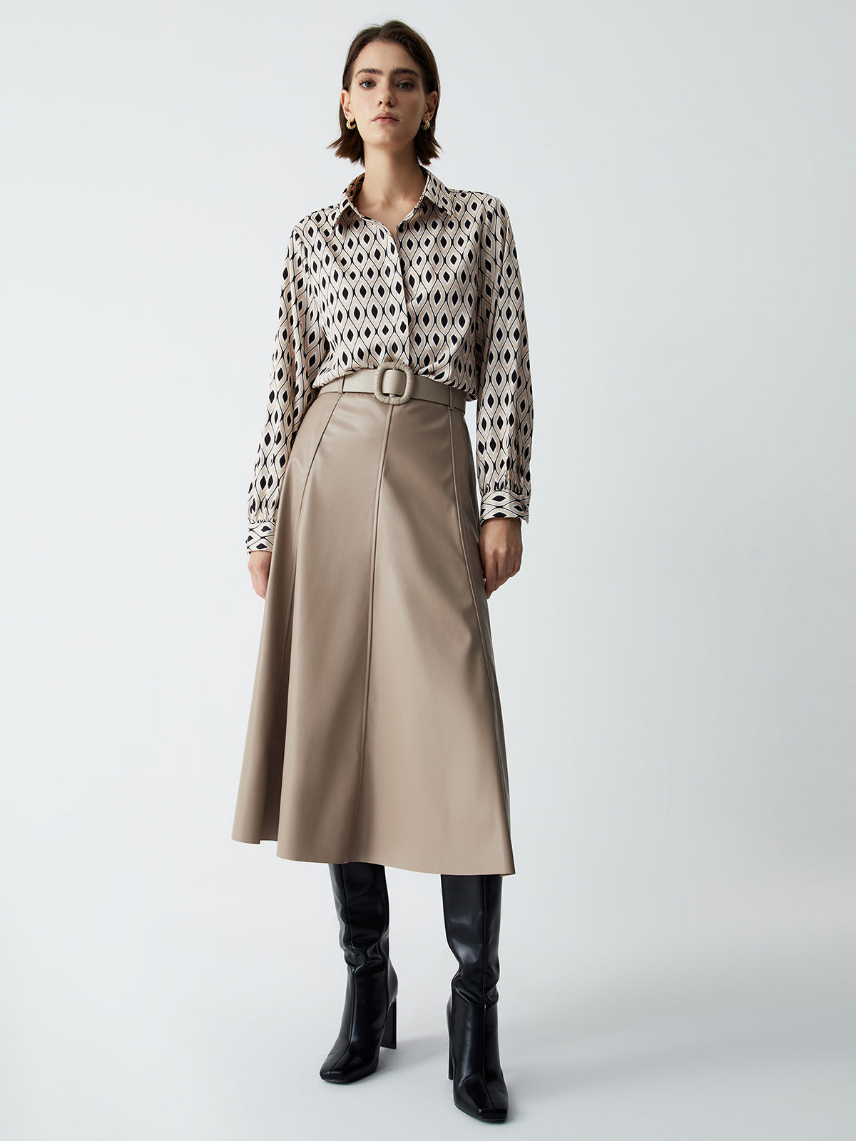 Effortless Belted Leather Maxi Skirt