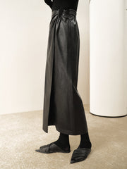 Ring Detail Leather Maxi Skirt