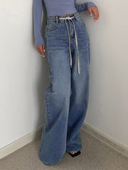 Buttoned Tied Denim Boyfriend Jeans