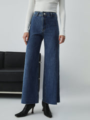 Denim Wide Leg Culotte Pants