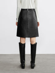 Textured Leather Mini Skirt