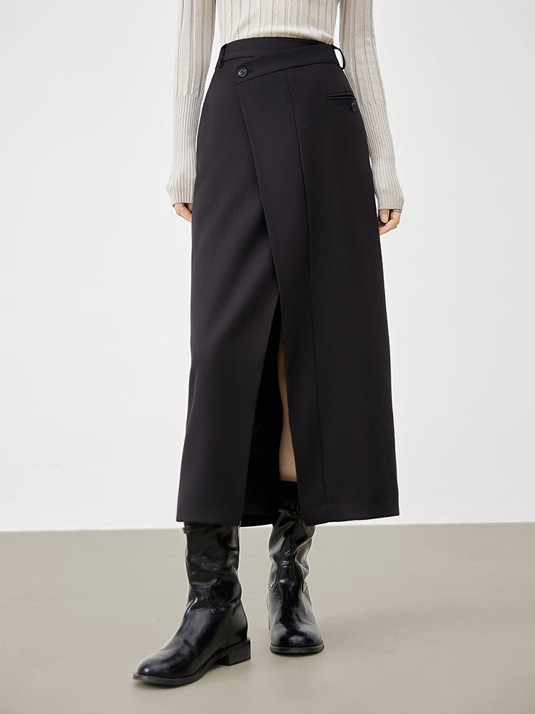 Asymmetric Layer Wrap Maxi Skirt
