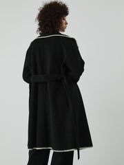 Embroidered Trim Longline Coat