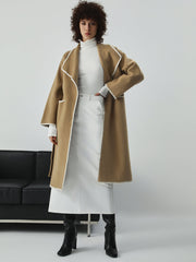 Double Faced Embroidered Trim Trench Coat
