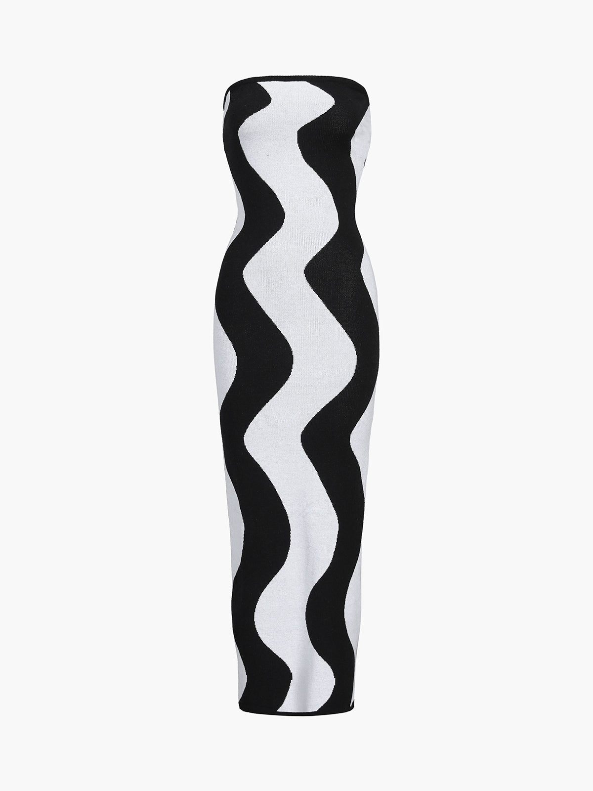 Wavy Stripe Tube Long Sweater Dress