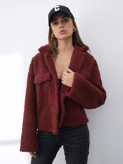 Button Front Teddy Sherpa Jacket