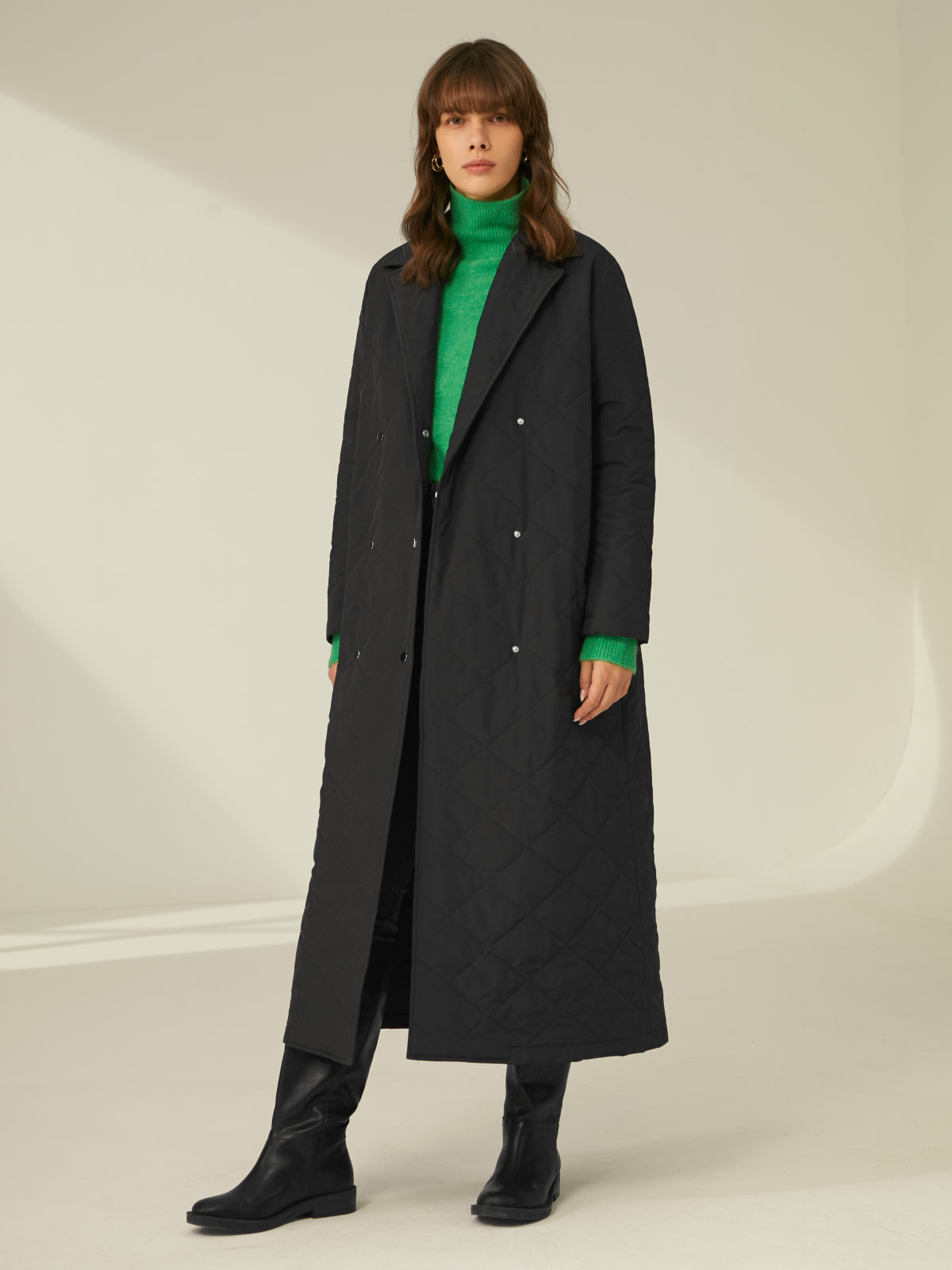 Essential Quilted Long Overcoat