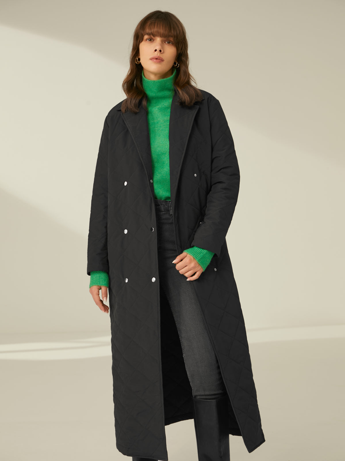 Essential Quilted Long Overcoat