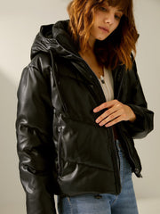 Cropped Puffer Jacket with Hood