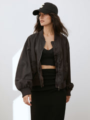 Oversized Drop Shoulder Two Toned Bomber Jacket