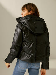 Cropped Puffer Jacket with Hood